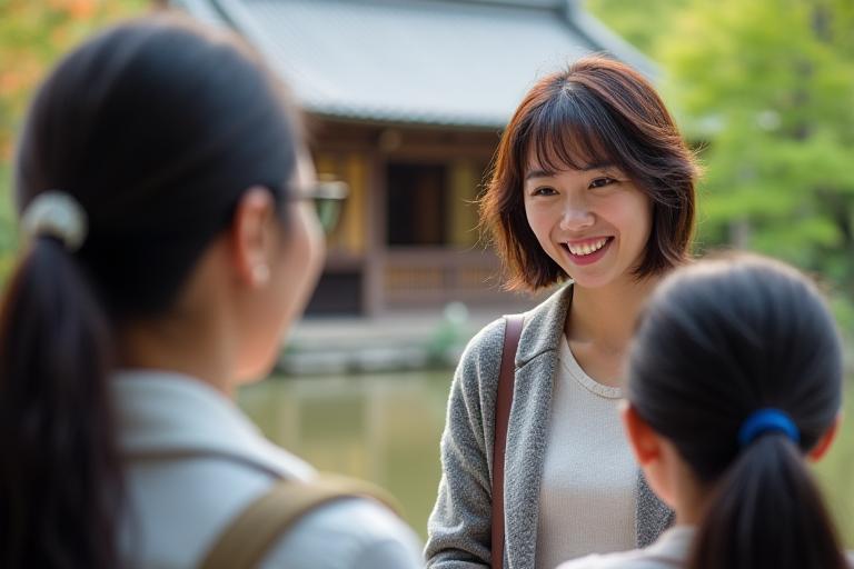 ゲストと交流するフレンドリーなKoji Trailsガイド